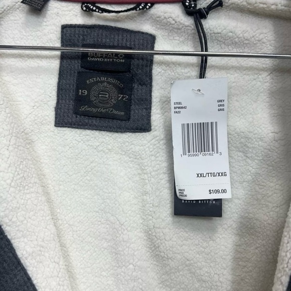 Buffalo David Bitton Steel Waffle Knit Jacket Sherpa Lined XXL Gray New - Picture 4 of 5